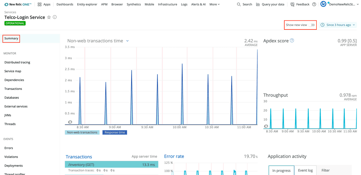 APM summary old view